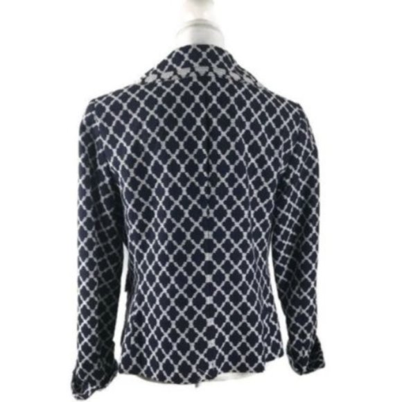 CLOSING SALE Lined Blazer Jacket Navy Blue White - Picture 3 of 4